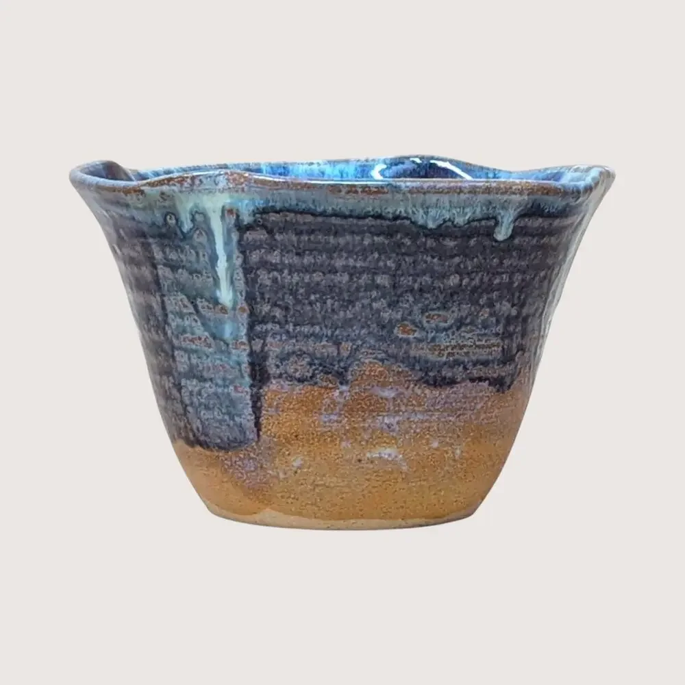 Vintage Blue Handcrafted Studio Pottery Bowl